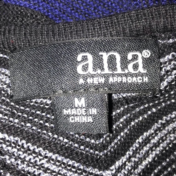 a.n.a Chevron Pattern Knit Sweater Dress Black Size Medium - Picture 5 of 6